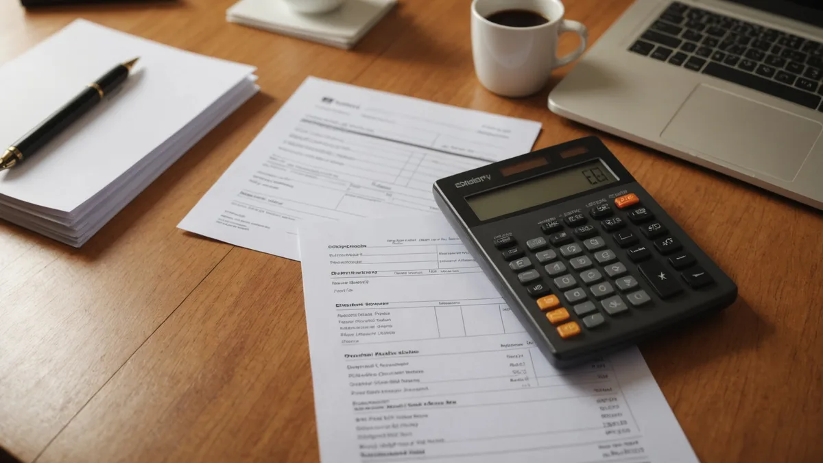 Contractor reviewing invoice paperwork at a solar job site